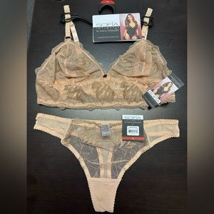 Embroidered Bralette &. Embroidered thong set by sofia Vergara